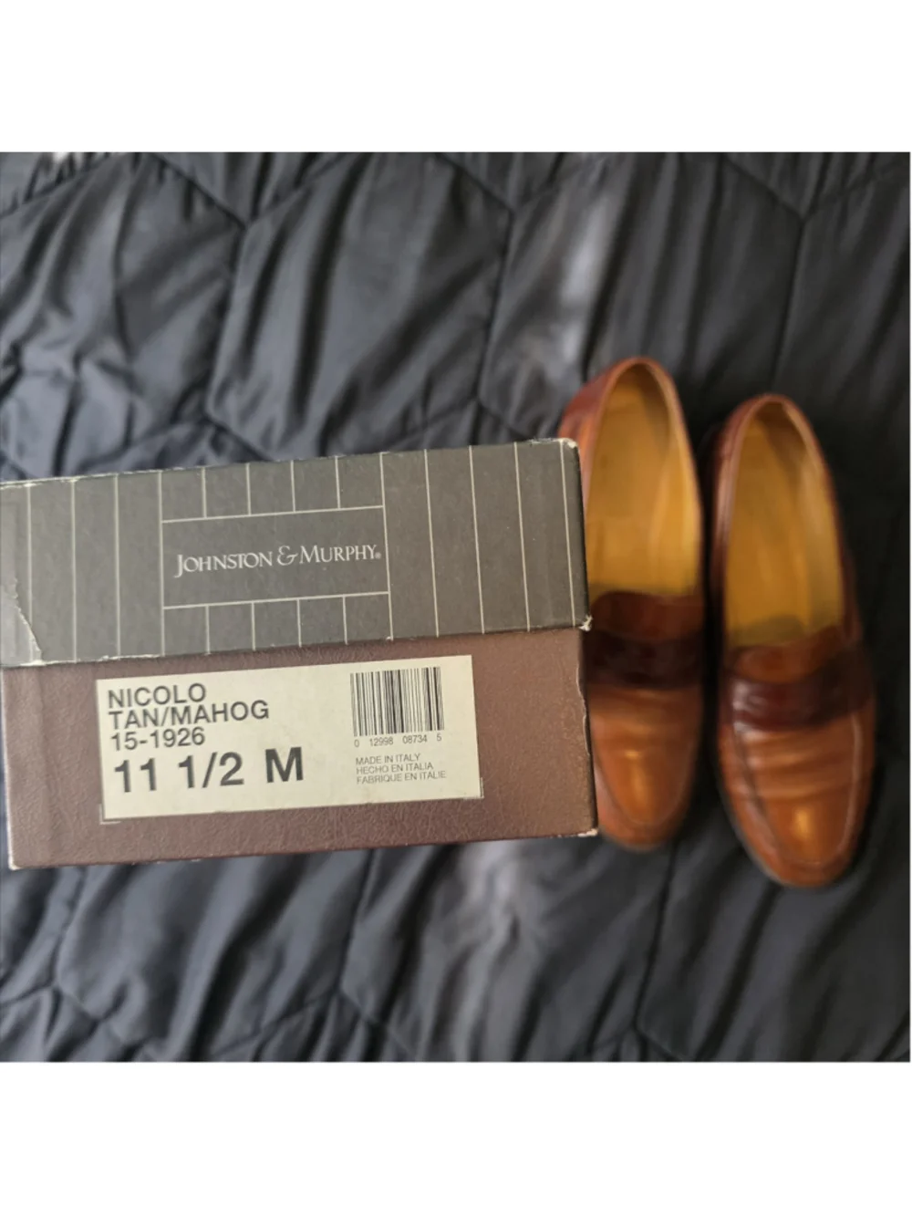 Men's Johnston & Murphy Nicolo Loafers Size 11.5 Tan Brown Leather